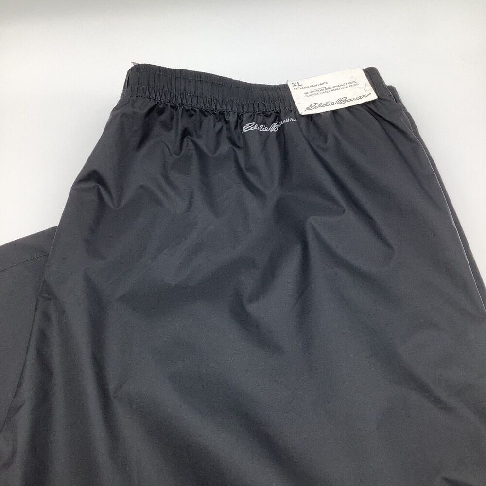 Eddie Bauer Mens Packable Rain Pants Black Size XL NWT